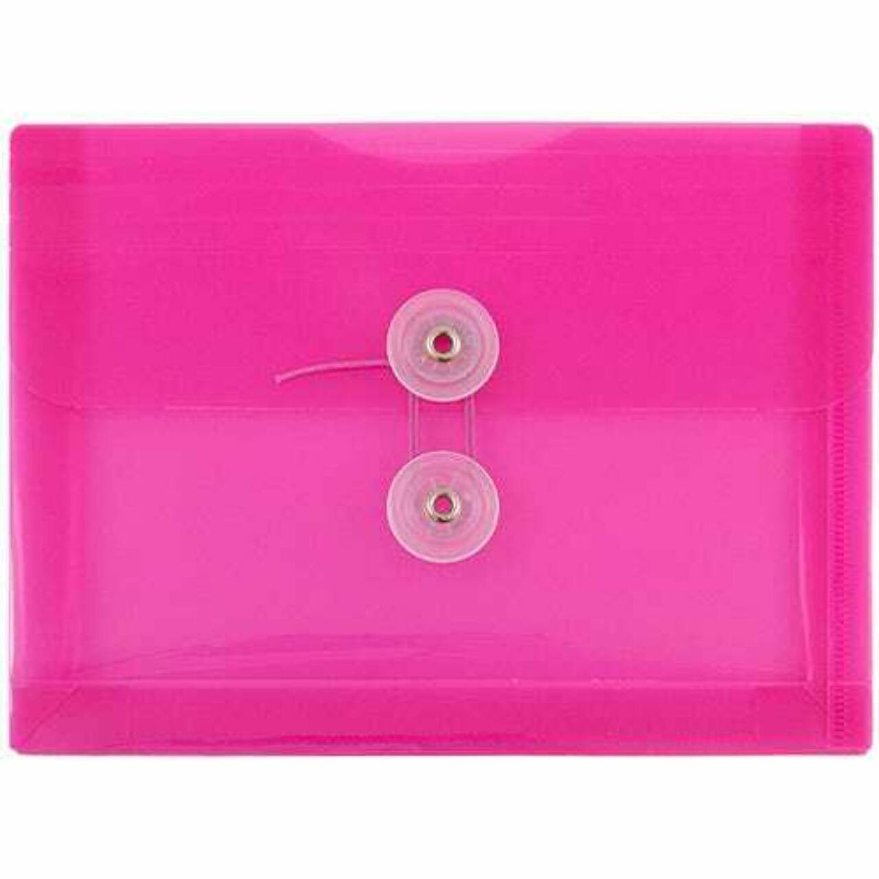 JAM Paper 5.25" x 7.5" Booklet Plastic Envelopes with Button and String Closure, 24ct.